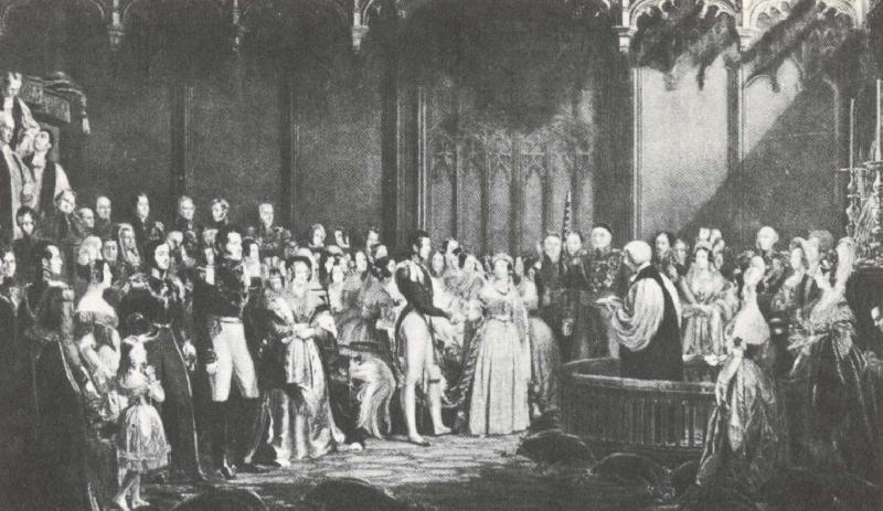 unknow artist vigselakten ikungliga kapellet i st james palace mellan drottning victoria och prins albert. oil painting image